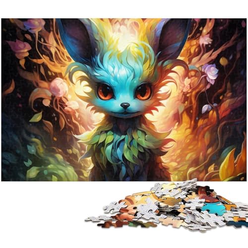Psychedelic Fox Puzzle 1000 Teile für Erwachsene Lernspiel Herausforderungsspielzeug Wichtelgeschenke (Größe 38 x 26 cm) von zouxangzz