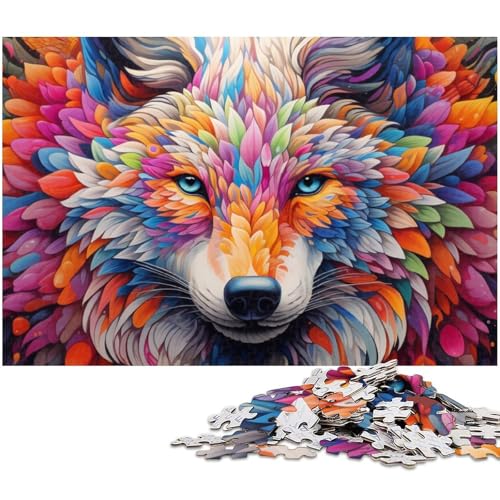 Psychedelic Fox Puzzle 1000 Teile für Erwachsene Lernspiel Herausforderungsspielzeug Wichtelgeschenke (Größe 38 x 26 cm) von zouxangzz