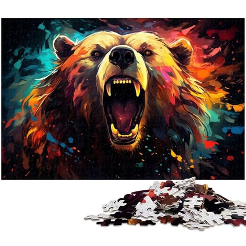 Psychedelisches Farbbär Puzzle 1000 Teile für Erwachsene Lernspiel Herausforderungsspielzeug Wichtelgeschenke 1000 Teile (75 x 50 cm) von zouxangzz
