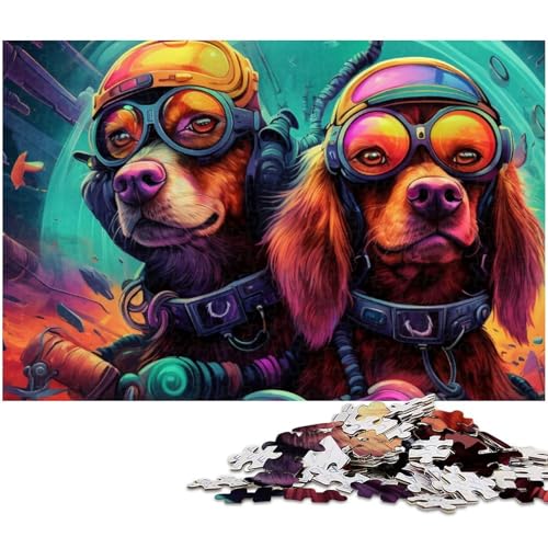 Psychedelisches Golden Retriever Puzzle 1000 Teile für Erwachsene Lernspiel Herausforderungsspielzeug Wichtelgeschenke (Größe 75 x 50 cm) von zouxangzz