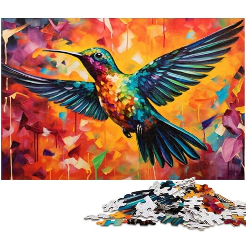 Psychedelisches Kolibri Puzzle 1000 Teile für Erwachsene Lernspiel Herausforderungsspielzeug Wichtelgeschenke (Größe 38 x 26 cm) von zouxangzz