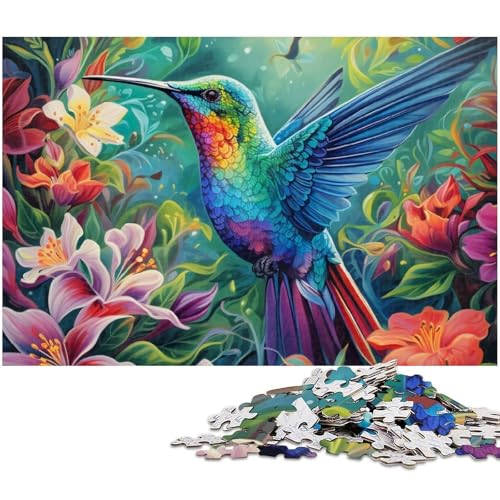 Psychedelisches Kolibri Puzzle 1000 Teile für Erwachsene Lernspiel Herausforderungsspielzeug Wichtelgeschenke (Größe 38 x 26 cm) von zouxangzz
