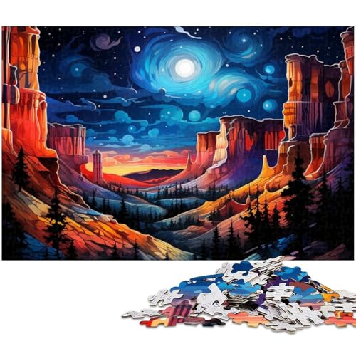 Psychedelisches Puzzle „Grand Canyon bei Nacht 1000 Teile für Erwachsene Lernspiel Herausforderungsspielzeug Wichtelgeschenke (Größe 38 x 26 cm) von zouxangzz