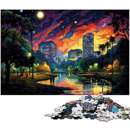 Psychedelisches Stadtbild Puzzle 1000 Teile für Erwachsene Lernspiel Herausforderungsspielzeug Wichtelgeschenke (Größe 75 x 50 cm) von zouxangzz