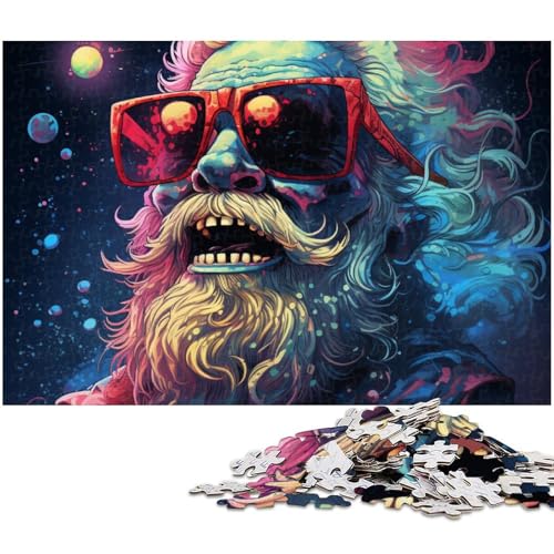 Psychedelisches Weihnachtsmann Skelett Puzzle 1000 Teile für Erwachsene Lernspiel Herausforderungsspielzeug Wichtelgeschenke (Größe 75 x 50 cm) von zouxangzz