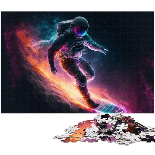 Puzzle 1000 Teile Astronaut Surft auf dem Stern Puzzle für Erwachsene Papierpuzzle Spielzeug Wanddekoration (Größe 38 x 26 cm) von zouxangzz