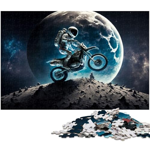 Puzzle 1000 Teile Astronaut auf Motorrad Puzzle für Erwachsene Papierpuzzle Spielzeug Wanddekoration 1000 Teile (38 x 26 cm) von zouxangzz