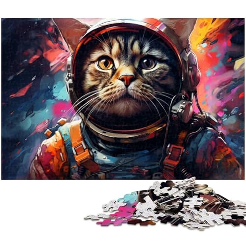 Puzzle 1000 Teile Astronautenkatze Puzzle für Erwachsene Papierpuzzle Spielzeug Wanddekoration 1000 Teile (38 x 26 cm) von zouxangzz
