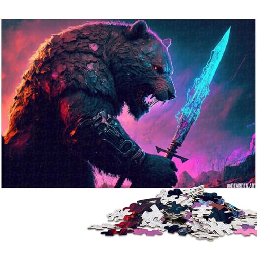 Puzzle 1000 Teile Bärenkrieger Puzzle für Erwachsene Papierpuzzle Spielzeug Wanddekoration (Größe 38 x 26 cm) von zouxangzz