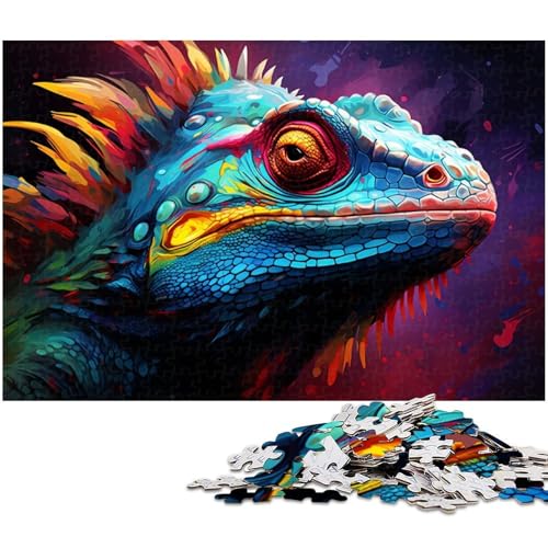 Puzzle 1000 Teile Buntes psychedelisches Chamäleon Puzzle für Erwachsene Holzpuzzle Spielzeug Wanddekoration 1000 Teile (75 x 50 cm) von zouxangzz