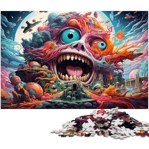 Puzzle 1000 Teile Buntes psychedelisches Monster Puzzle für Erwachsene Papierpuzzle Spielzeug Wanddekoration 1000 Teile (38 x 26 cm) von zouxangzz
