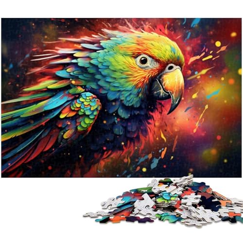 Puzzle 1000 Teile Buntes psychedelisches Papageien Puzzle für Erwachsene Holzpuzzle Spielzeug Wanddekoration 1000 Teile (75 x 50 cm) von zouxangzz