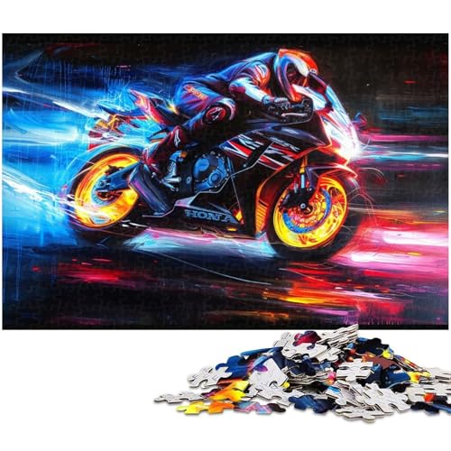 Puzzle 1000 Teile Cooles Motorrad Puzzle für Erwachsene Holzpuzzle Spielzeug Wanddekoration (Größe 75 x 50 cm) von zouxangzz
