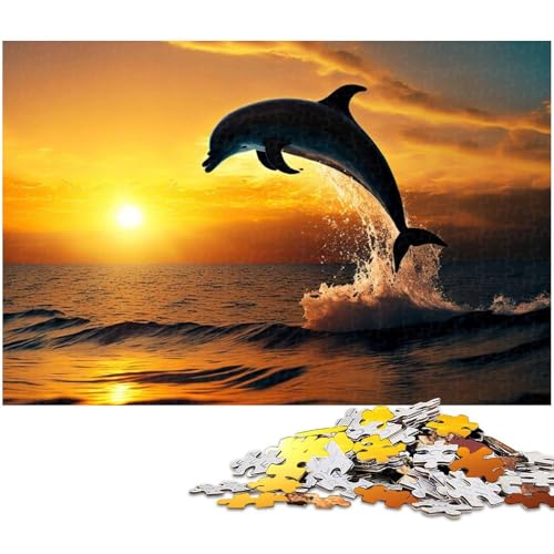 Puzzle 1000 Teile Delfin Surf Puzzle für Erwachsene Papierpuzzle Spielzeug Wanddekoration (Größe 38 x 26 cm) von zouxangzz