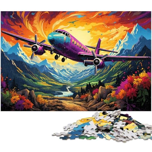 Puzzle 1000 Teile EIN buntes altes Flugzeug Puzzle für Erwachsene Holzpuzzle Spielzeug Wanddekoration 1000 Teile (75 x 50 cm) von zouxangzz