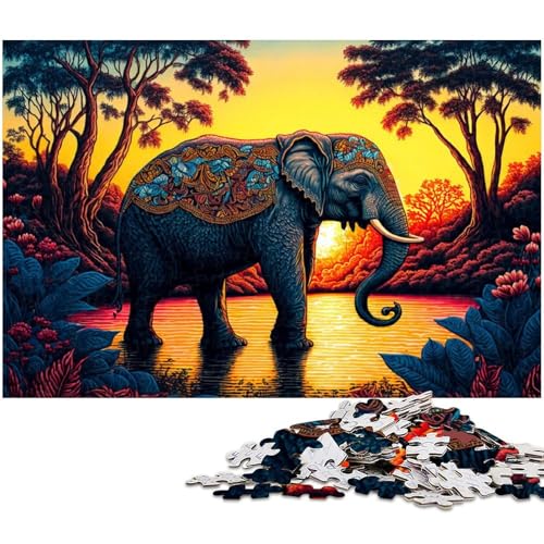 Puzzle 1000 Teile Elefantenpuzzle für Erwachsene Papierpuzzle Spielzeug Wanddekoration (Größe 38 x 26 cm) von zouxangzz