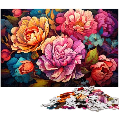Puzzle 1000 Teile Fantasie Bunte Blumen Puzzle für Erwachsene Holzpuzzle Spielzeug Wanddekoration 1000 Teile (75 x 50 cm) von zouxangzz