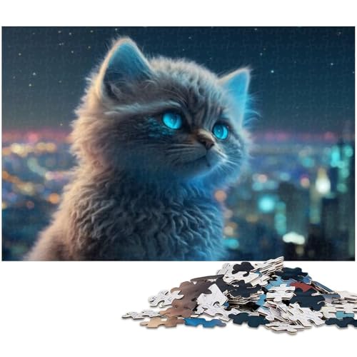 Puzzle 1000 Teile Fantasie Haustierkatze Puzzle für Erwachsene Papierpuzzle Spielzeug Wanddekoration 1000 Teile (38 x 26 cm) von zouxangzz