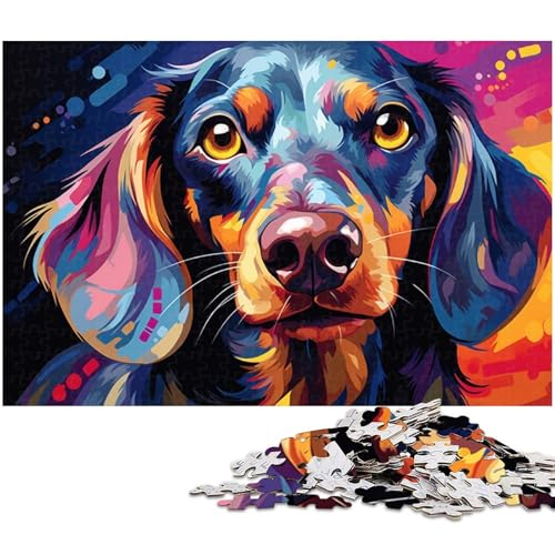 Puzzle 1000 Teile Fantasie Puzzle mit Buntem Dackel für Erwachsene Holzpuzzle Spielzeug Wanddekoration 1000 Teile (75 x 50 cm) von zouxangzz