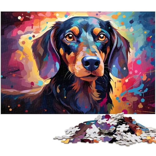 Puzzle 1000 Teile Fantasie Puzzle mit Buntem Dackel für Erwachsene Holzpuzzle Spielzeug Wanddekoration 1000 Teile (75 x 50 cm) von zouxangzz