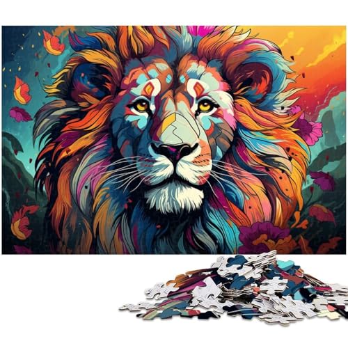 Puzzle 1000 Teile Fantasie bunter Löwe Puzzle für Erwachsene Holzpuzzle Spielzeug Wanddekoration 1000 Teile (75 x 50 cm) von zouxangzz