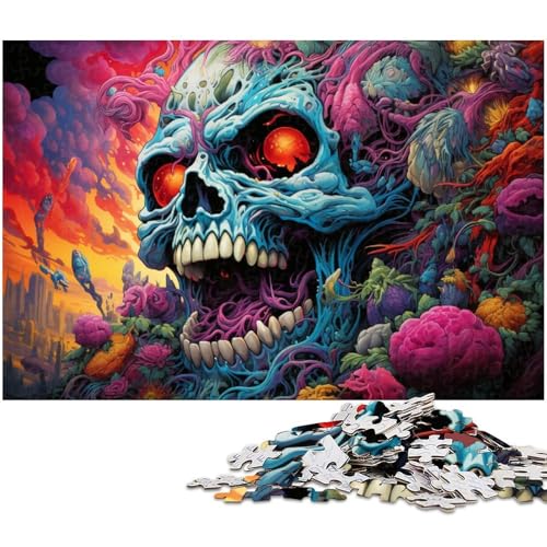 Puzzle 1000 Teile Fantasy Totenkopf Malpuzzle für Erwachsene Holzpuzzle Spielzeug Wanddekoration 1000 Teile (75 x 50 cm) von zouxangzz
