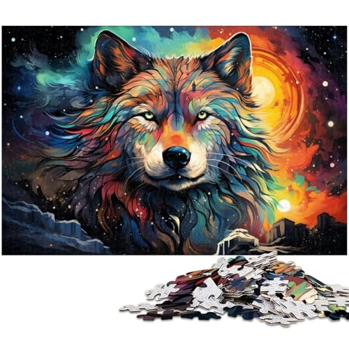 Puzzle 1000 Teile Fantasy Wolf Puzzle für Erwachsene Holzpuzzle Spielzeug Wanddekoration 1000 Teile (75 x 50 cm) von zouxangzz