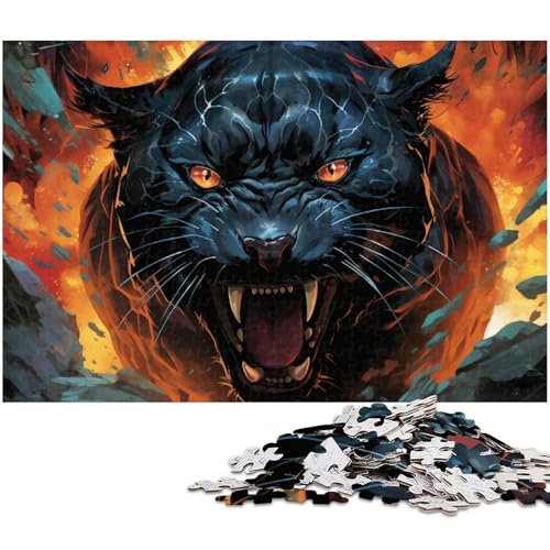 Puzzle 1000 Teile Farb Fantasie Puzzle „Black Panther für Erwachsene Holzpuzzle Spielzeug Wanddekoration 1000 Teile (75 x 50 cm) von zouxangzz