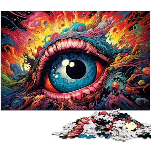 Puzzle 1000 Teile Farbige Fantasieaugen Puzzle für Erwachsene Holzpuzzle Spielzeug Wanddekoration 1000 Teile (75 x 50 cm) von zouxangzz