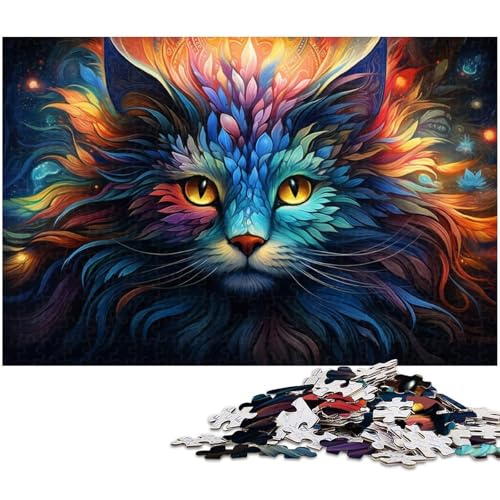 Puzzle 1000 Teile Farbiges Katzenpuzzle für Erwachsene Papierpuzzle Spielzeug Wanddekoration 1000 Teile (38 x 26 cm) von zouxangzz