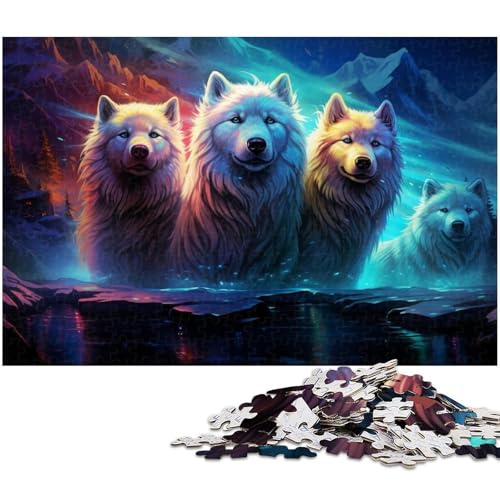 Puzzle 1000 Teile Farbiges Samojeden Puzzle für Erwachsene Papierpuzzle Spielzeug Wanddekoration 1000 Teile (38 x 26 cm) von zouxangzz