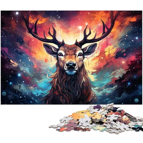 Puzzle 1000 Teile Farbiges Sikahirsch Puzzle für Erwachsene Papierpuzzle Spielzeug Wanddekoration 1000 Teile (38 x 26 cm) von zouxangzz