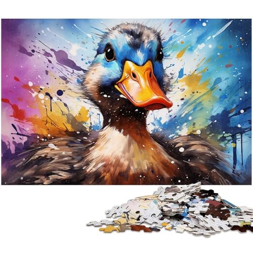 Puzzle 1000 Teile Farbmalerei Enten Puzzle für Erwachsene Holzpuzzle Spielzeug Wanddekoration 1000 Teile (75 x 50 cm) von zouxangzz