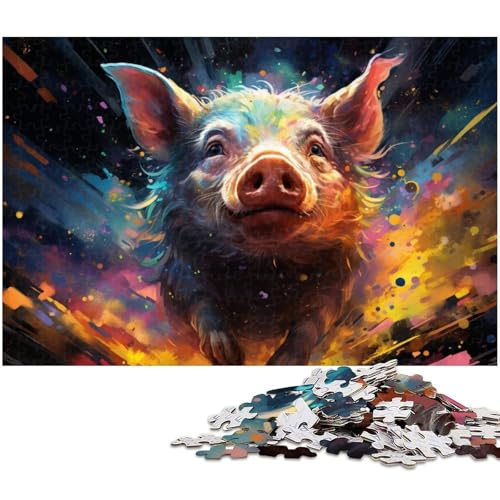 Puzzle 1000 Teile Farbschwein Puzzle für Erwachsene Papierpuzzle Spielzeug Wanddekoration 1000 Teile (38 x 26 cm) von zouxangzz