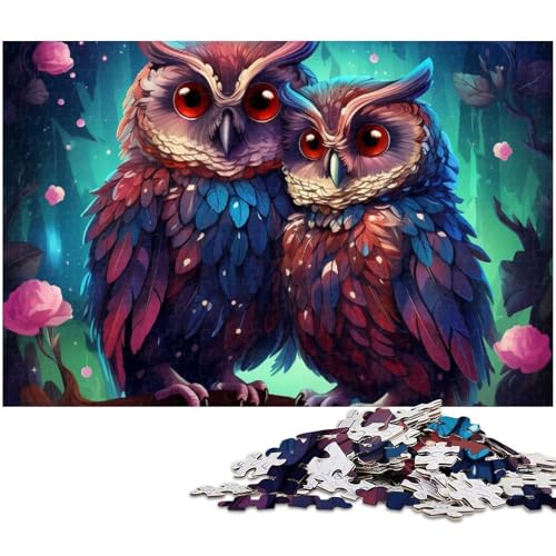 Puzzle 1000 Teile Galaxie Eulen Puzzle für Erwachsene Holzpuzzle Spielzeug Wanddekoration (Größe 75 x 50 cm) von zouxangzz