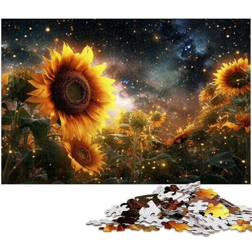 Puzzle 1000 Teile Galaxien Sonnenblumen Puzzle für Erwachsene Holzpuzzle Spielzeug Wanddekoration (Größe 75 x 50 cm) von zouxangzz
