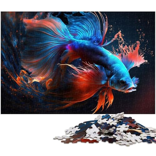 Puzzle 1000 Teile Goldfisch im Wasser Puzzle für Erwachsene Holzpuzzle Spielzeug Wanddekoration 1000 Teile (75 x 50 cm) von zouxangzz
