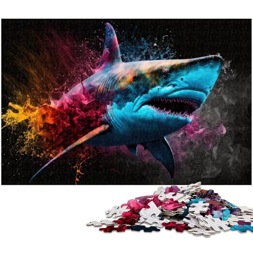 Puzzle 1000 Teile Hai buntes Tierpuzzle für Erwachsene Papierpuzzle Spielzeug Wanddekoration (Größe 38 x 26 cm) von zouxangzz