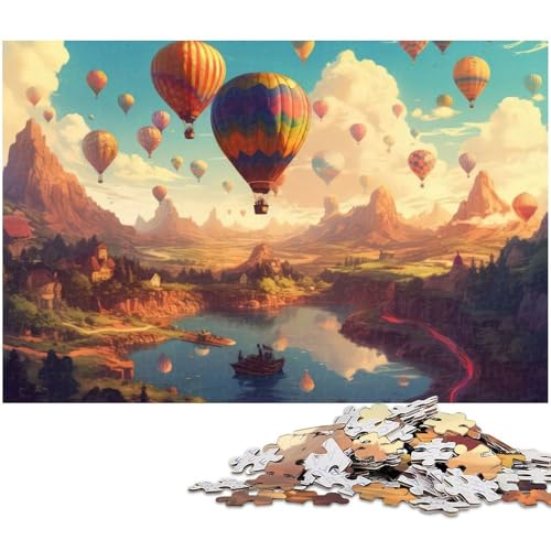 Puzzle 1000 Teile Heißluftballons Puzzle für Erwachsene Holzpuzzle Spielzeug Wanddekoration (Größe 75 x 50 cm) von zouxangzz