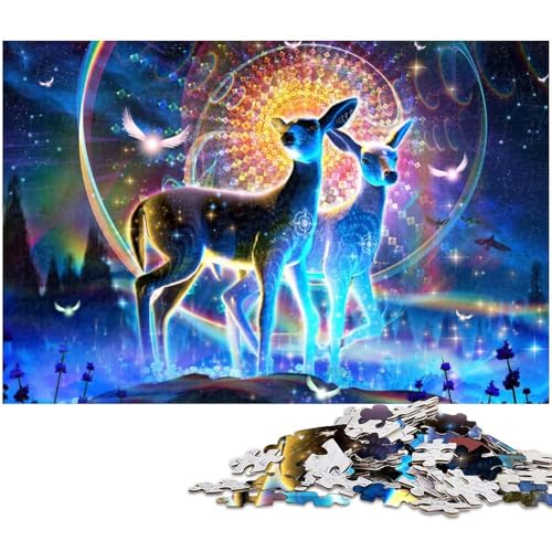 Puzzle 1000 Teile Hirsch Puzzle für Erwachsene Holzpuzzle Spielzeug Wanddekoration (Größe 75 x 50 cm) von zouxangzz