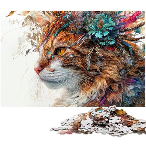 Puzzle 1000 Teile Katzenpuzzle für Erwachsene Papierpuzzle Spielzeug Wanddekoration (Größe 38 x 26 cm) von zouxangzz