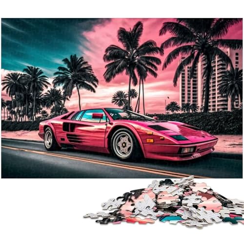 Puzzle 1000 Teile Klassisches Sportwagen Puzzle für Erwachsene Holzpuzzle Spielzeug Wanddekoration (Größe 75 x 50 cm) von zouxangzz