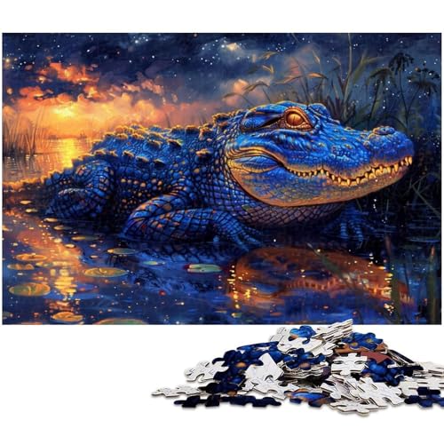 Puzzle 1000 Teile Krokodil Tierpuzzle für Erwachsene Papierpuzzle Spielzeug Wanddekoration (Größe 38 x 26 cm) von zouxangzz