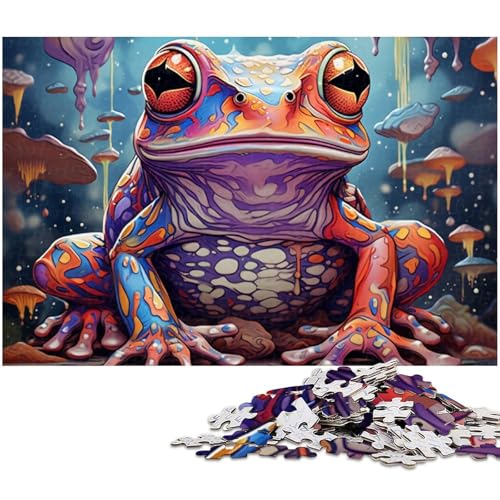Puzzle 1000 Teile Kunst Tierfrosch Puzzle für Erwachsene Holzpuzzle Spielzeug Wanddekoration (Größe 75 x 50 cm) von zouxangzz