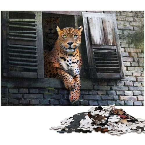 Puzzle 1000 Teile Leoparden Puzzle zum Aufhängen für Erwachsene Papierpuzzle Spielzeug Wanddekoration 1000 Teile (38 x 26 cm) von zouxangzz