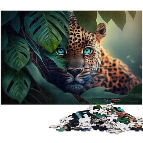Puzzle 1000 Teile Leopardenporträt im Dschungel Puzzle für Erwachsene Papierpuzzle Spielzeug Wanddekoration 1000 Teile (38 x 26 cm) von zouxangzz