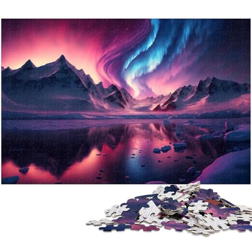 Puzzle 1000 Teile Lila_Aurora_Borealis_ Puzzle für Erwachsene Papierpuzzle Spielzeug Wanddekoration (Größe 38 x 26 cm) von zouxangzz