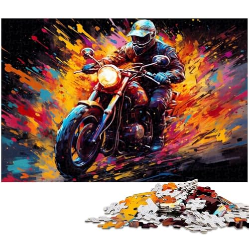 Puzzle 1000 Teile Motorradfahrer Puzzle für Erwachsene Papierpuzzle Spielzeug Wanddekoration 1000 Teile (38 x 26 cm) von zouxangzz