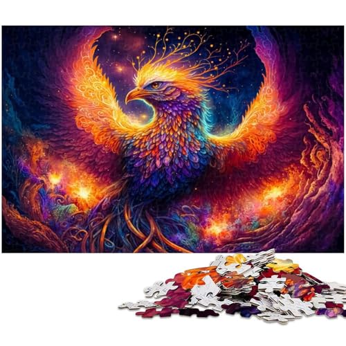 Puzzle 1000 Teile Mystischer Phönix Puzzle für Erwachsene Holzpuzzle Spielzeug Wanddekoration (Größe 75 x 50 cm) von zouxangzz
