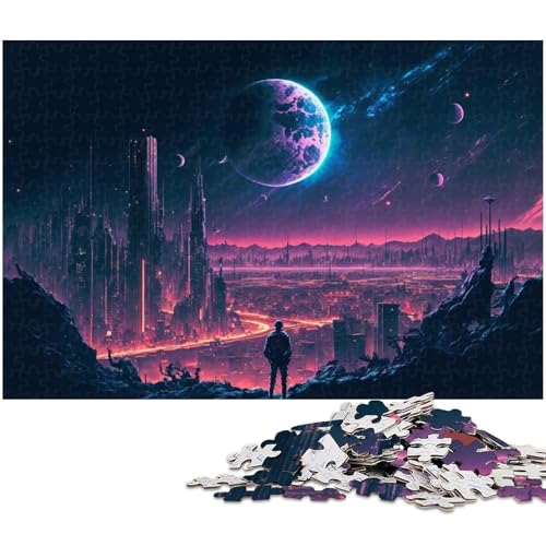 Puzzle 1000 Teile Nachtstadtlandschaft Puzzle für Erwachsene Papierpuzzle Spielzeug Wanddekoration (Größe 38 x 26 cm) von zouxangzz
